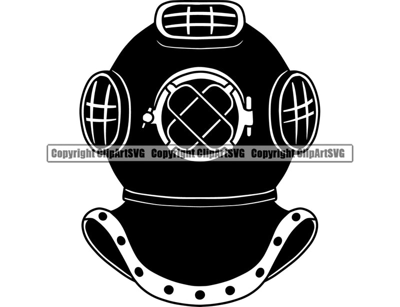 Hobby Diving Helmet Dive Diver Equipment Nautical Sailing Boating Sail Boat Sailboat ClipArt SVG