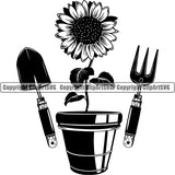 Hobby Gardening Logo Flower Sunflower Pot ClipArt SVG