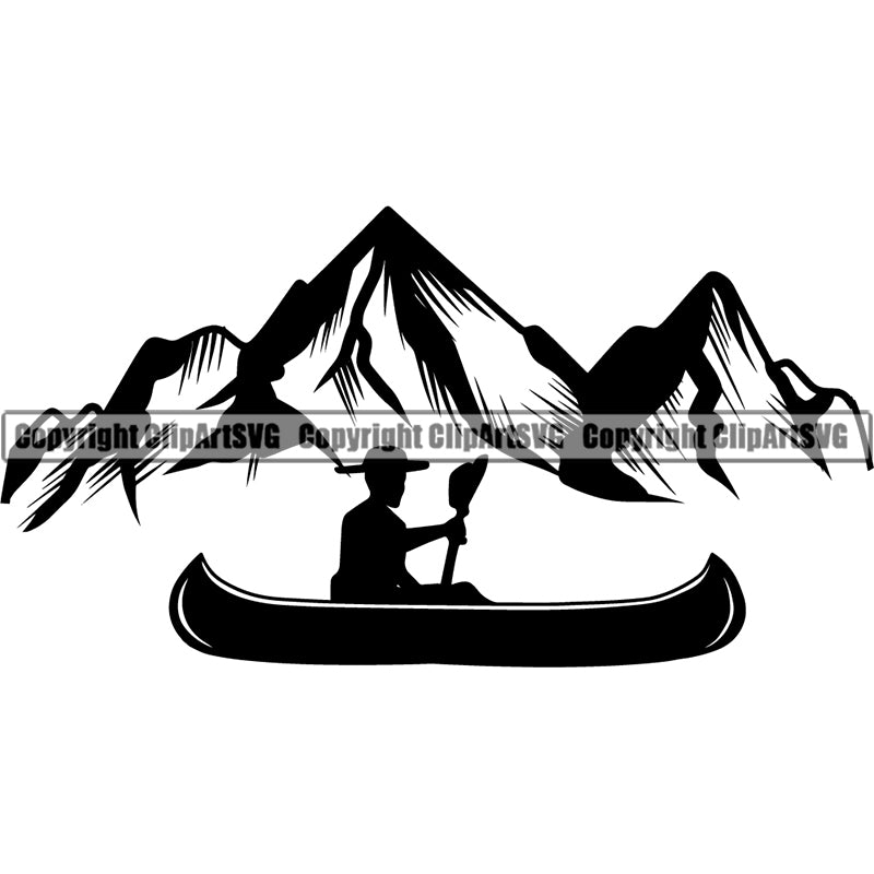 Hobby Kayaking Canoe Canoeing Raft Rafting Boat Boating Logo ClipArt SVG