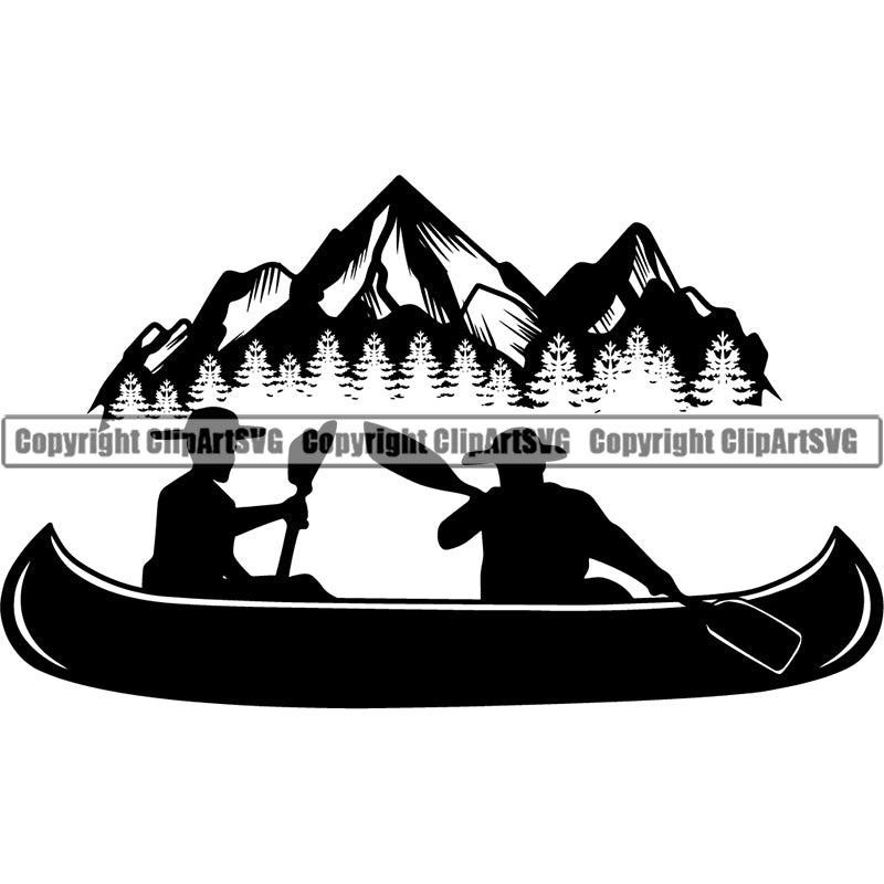 Hobby Kayaking Canoe Canoeing Raft Rafting Boat Boating Logo ClipArt SVG
