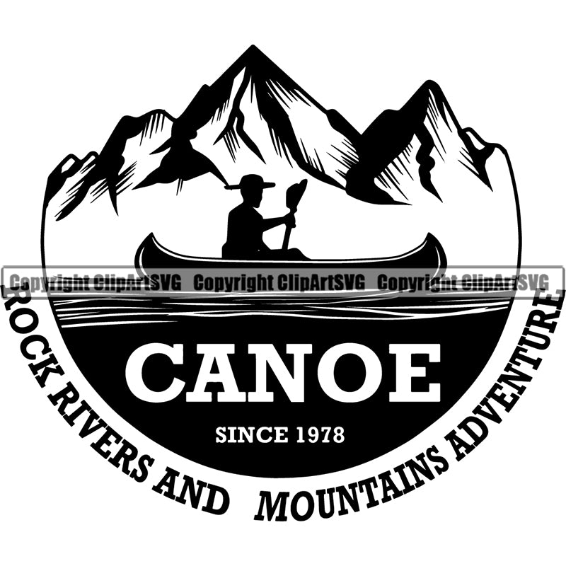 Hobby Kayaking Canoe Canoeing Raft Rafting Boat Boating Logo ClipArt SVG