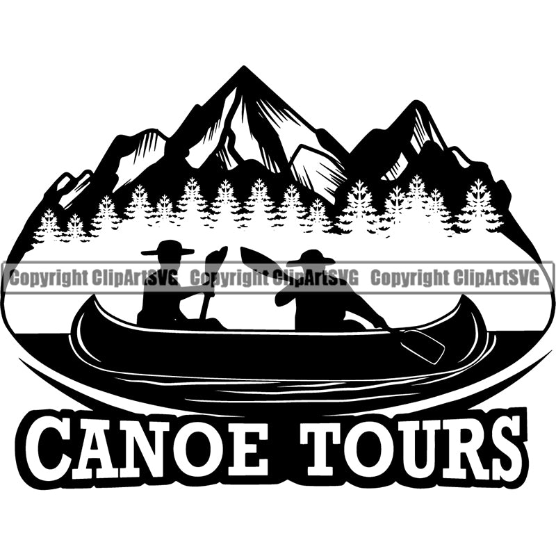 Hobby Kayaking Canoe Canoeing Raft Rafting Boat Boating Logo ClipArt SVG