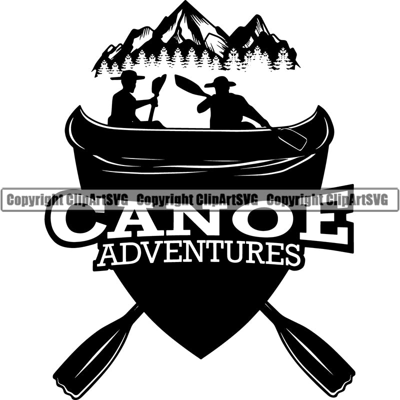 Hobby Kayaking Canoe Canoeing Raft Rafting Boat Boating Logo ClipArt SVG