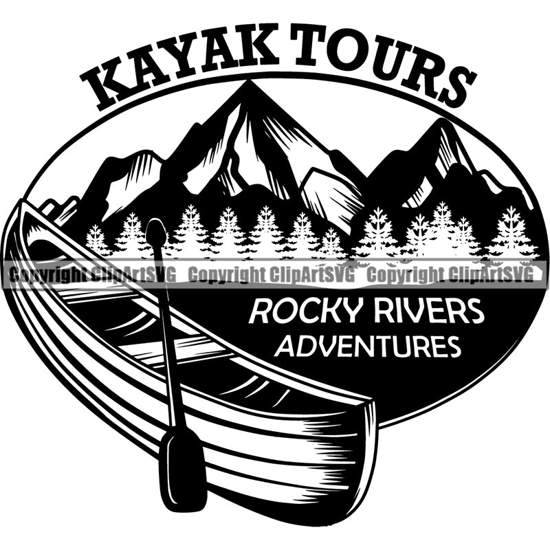 Hobby Kayaking Canoe Canoeing Raft Rafting Boat Boating Logo ClipArt SVG