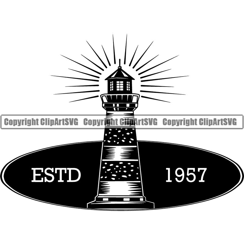 Nautical Sailing Captain Lighthouse Boat Sail Fish Fishing Compass ClipArt SVG