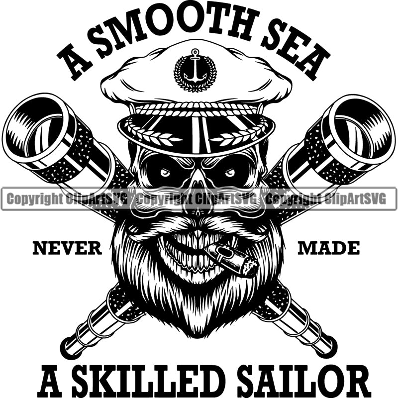 Pirate Sea Gangster Criminal Warrior Skull Skeleton Scary Evil Horror Halloween Death Dead Nautical Dive Diver Sea Ocean ClipArt SVG