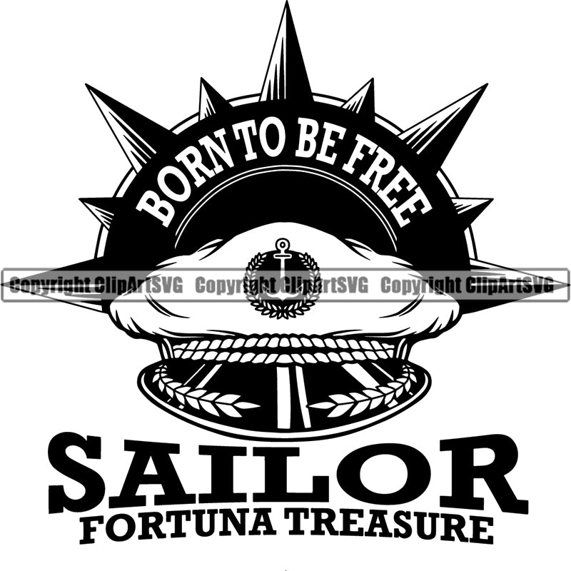 Nautical Sailing Captain Hat Boat Boating Sail Fish Fishing ClipArt SVG