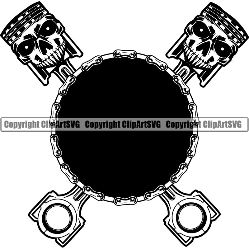 Mechanic Logo Auto Parts Engine Piston Chain ClipArt SVG