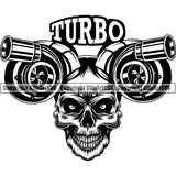 Skull Horns Tires Muffler Logo Turbo ClipArt SVG