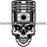 Motorcycle Chopper Motor Repair Mechanic Service Skeleton Logo Engine Piston Skull  ClipArt SVG