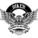 Eagle American Bald Bird Logo Ribbon Biker ClipArt SVG