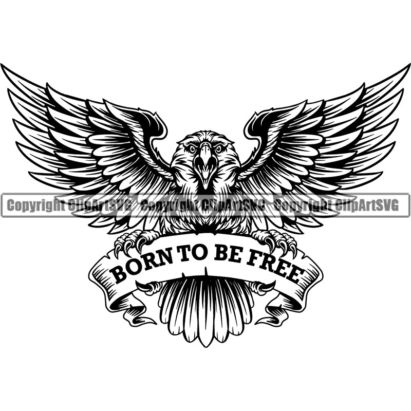 Eagle American Bald Bird Logo Ribbon ClipArt SVG