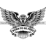 Eagle American Bald Bird Logo Ribbon ClipArt SVG