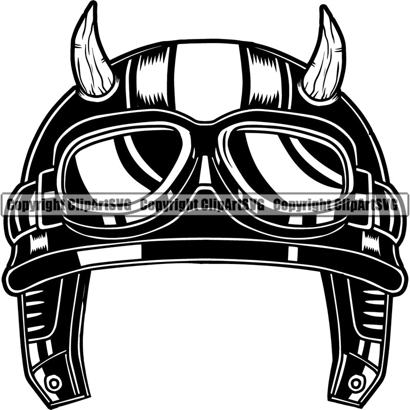 Motorcycle Helmet Devil Glasses ClipArt SVG