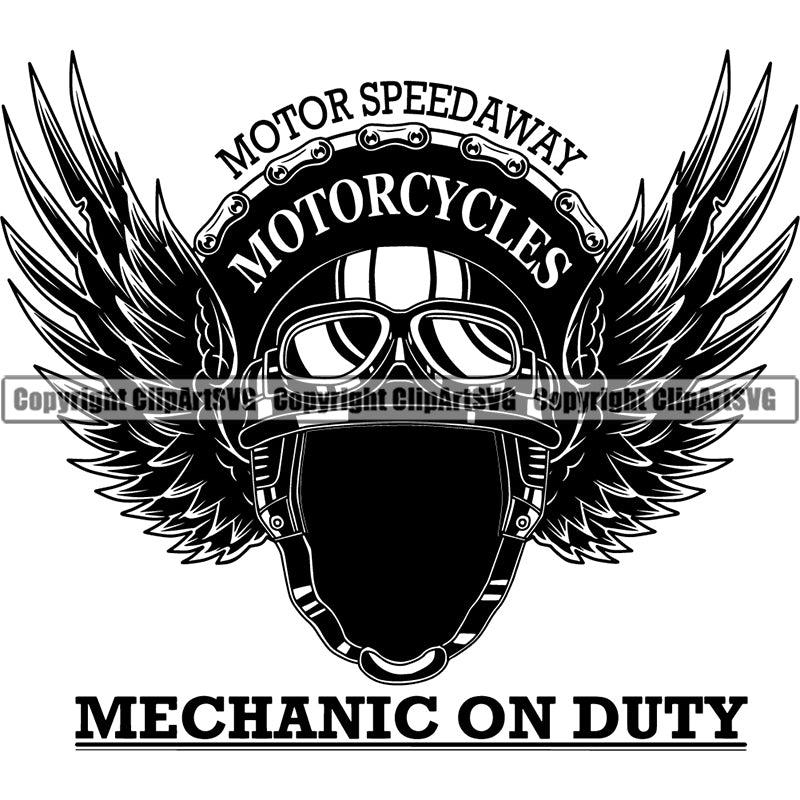 Mechanic On Duty Helmet Wing ClipArt SVG