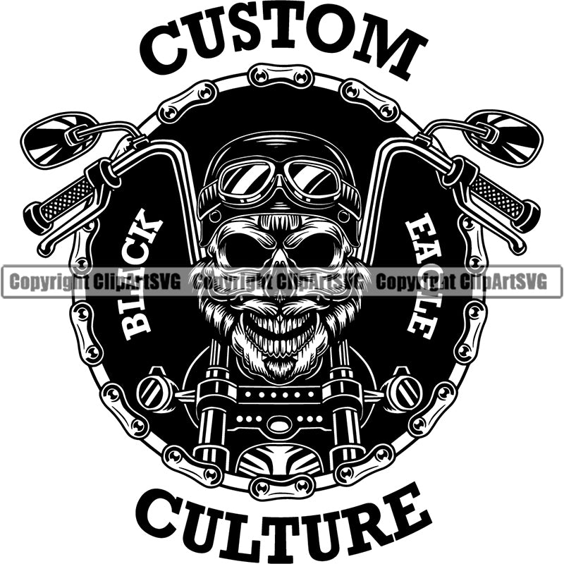 Motorcycle Chopper Motor Repair Mechanic Service Skeleton Skull Bike Chopper Quotes Chain ClipArt SVG