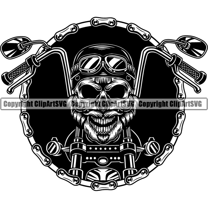 Motorcycle Chopper Motor Repair Mechanic Service Skeleton Skull Bike Chopper Chain ClipArt SVG