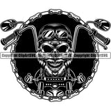 Motorcycle Chopper Motor Repair Mechanic Service Skeleton Skull Bike Chopper Chain ClipArt SVG