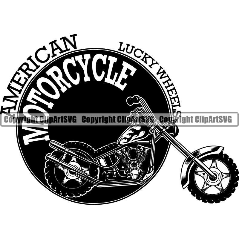 Motorcycle Bike Chopper Quotes Lucky Wheels ClipArt SVG