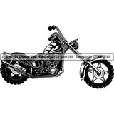 Motorcycle Bike Chopper Lucky Wheels Fire Body ClipArt SVG