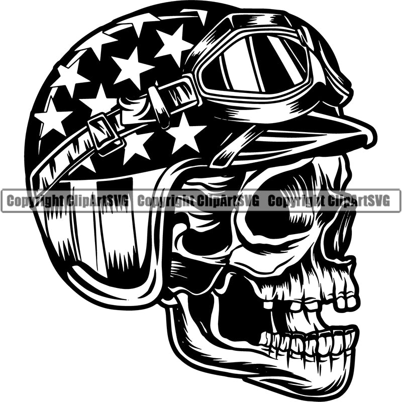 Skull Emblem Badge Logo Helmet Motorcycle Chopper Motor Repair Service Skeleton Glasses ClipArt SVG
