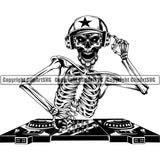 Disc Skull DJ Turntable Audio Vinyl Record Player Sound Wave Skull Skeleton Scary Evil Horror Halloween Death Dead Music Guitar Musician Band ClipArt SVG