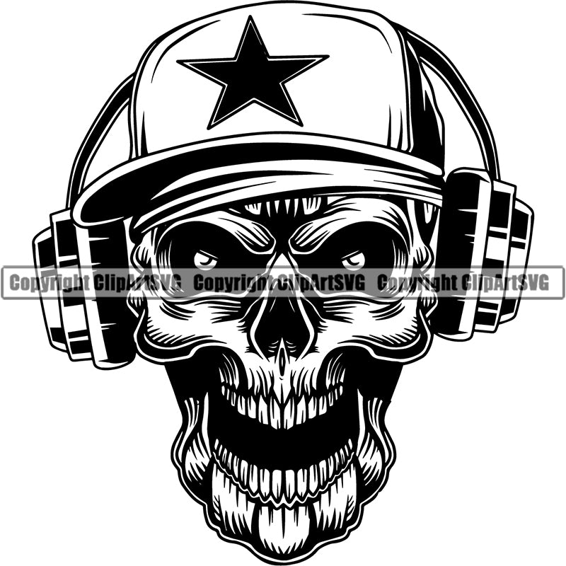 Disc Skull Skeleton Scary Evil Horror Halloween Death Dead Music Guitar Musician Band DJ Turntable Audio Vinyl Record Player Sound Wave ClipArt SVG