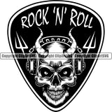 Rock And Roll Skull Skeleton Scary Evil Horror Halloween Death Dead Music Guitar Musician Band Dj Devil ClipArt SVG