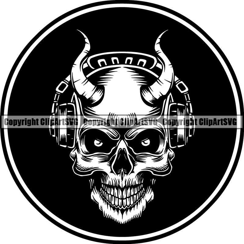 Music Guitar Skull Headphones Skeleton Scary Evil Horror Halloween Death Dead Musician Rock And Roll ClipArt SVG