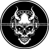 Music Guitar Skull Headphones Skeleton Scary Evil Horror Halloween Death Dead Musician Rock And Roll ClipArt SVG