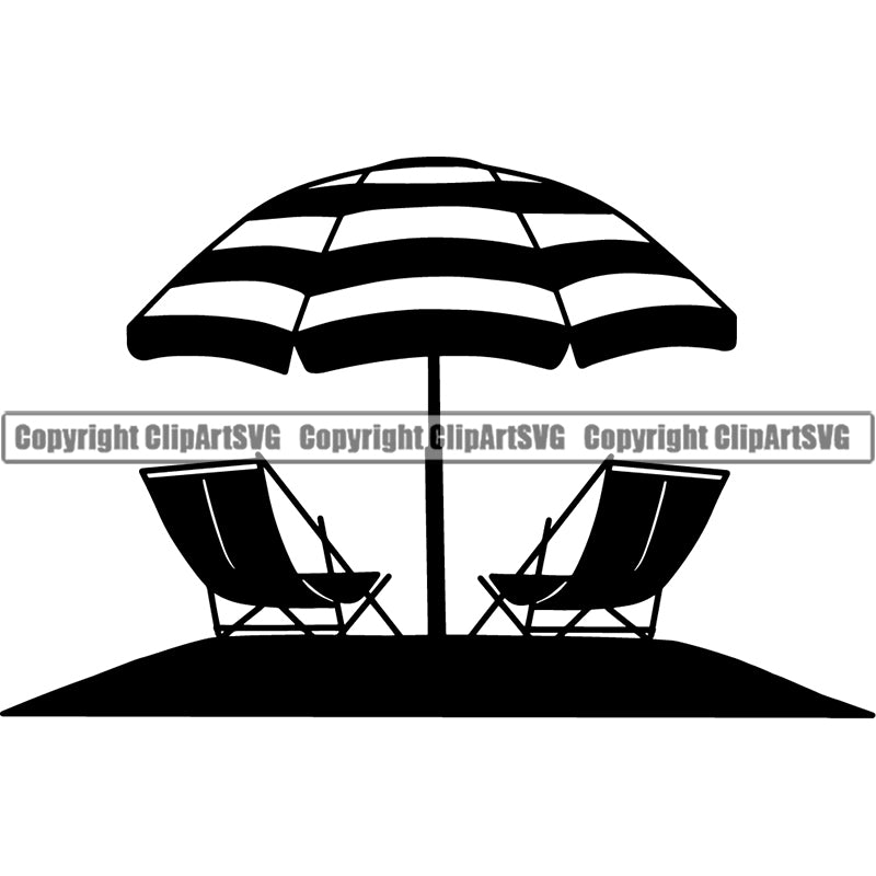 Nature Beach Logo Tropical Island Summer Beach Chair Palm Tree ClipArt SVG