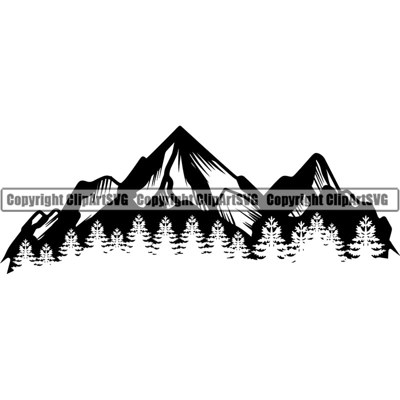 Nature Mountain Winter Scene Camping Nature Clipart SVG