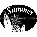 Nature Summer Pineapple Surf ClipArt SVG