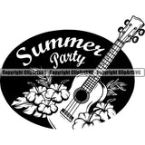 Nature Summer Party Guitar Flowers ClipArt SVG