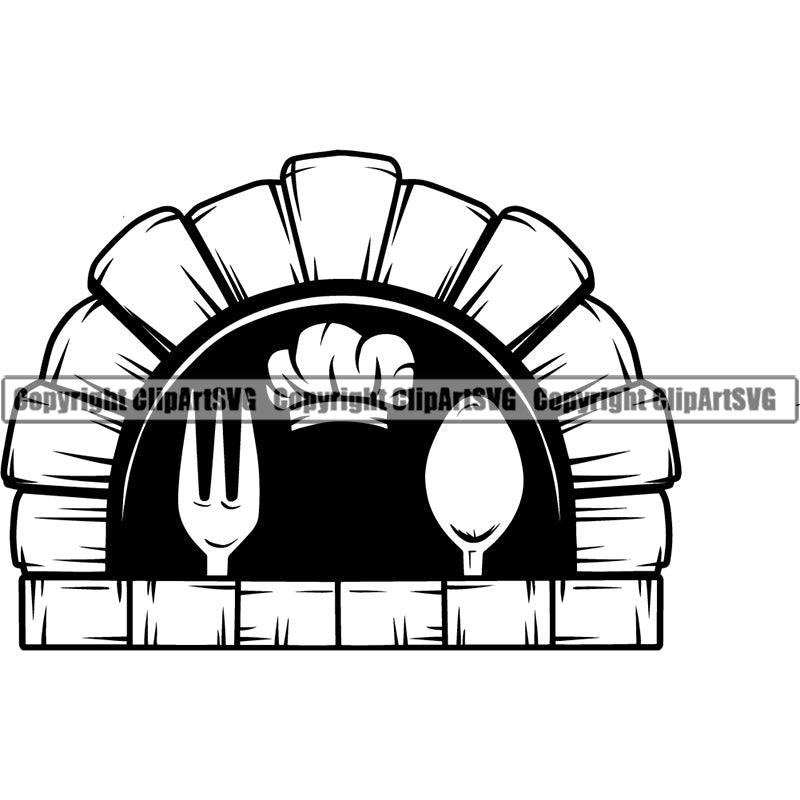 Cooking Baking Baker Chef Cook Oven BBQ Grill Fire Brick Oven Pizza Pizzeria Stove ClipArt SVG