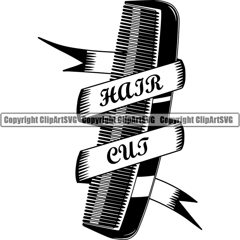 Logo Barber Barbershop Hairstylist Hair Comb Haircut ClipArt SVG