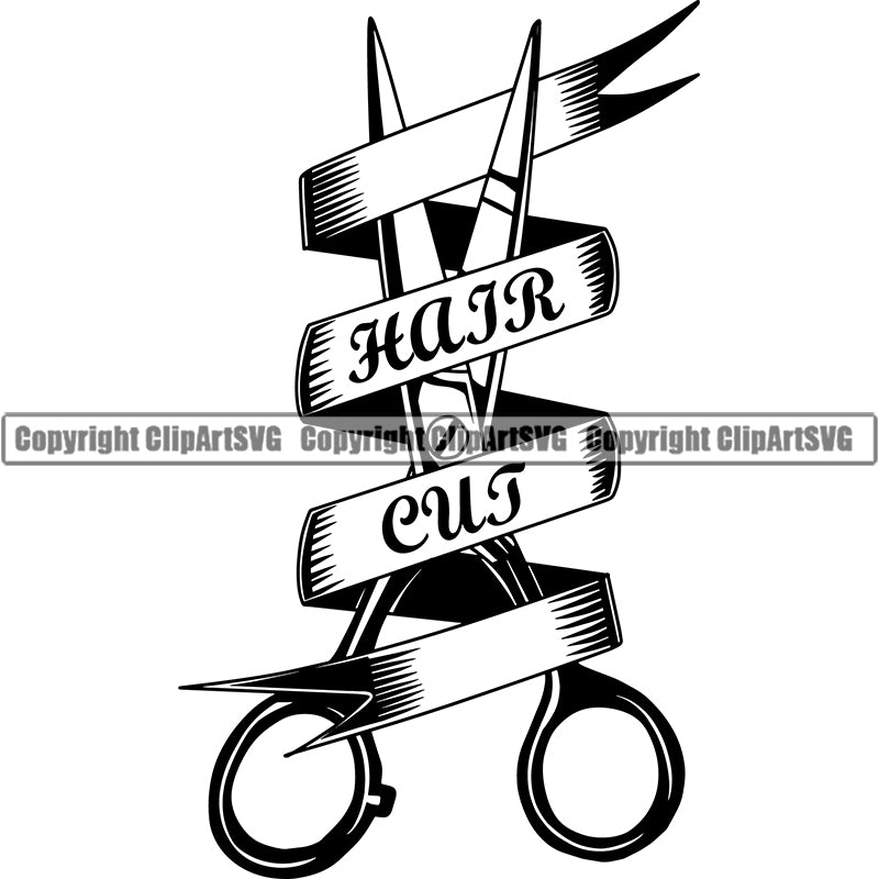 Logo Barber Barbershop Hairstylist Hair Scissors Haircut ClipArt SVG