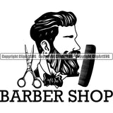 Barber Barbershop Hairstylist Logo Haircut ClipArt SVG