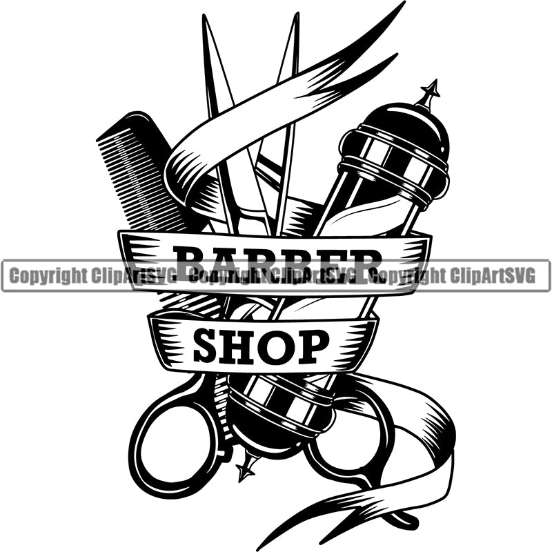 Barber Barbershop Hairstylist Logo Haircut ClipArt SVG