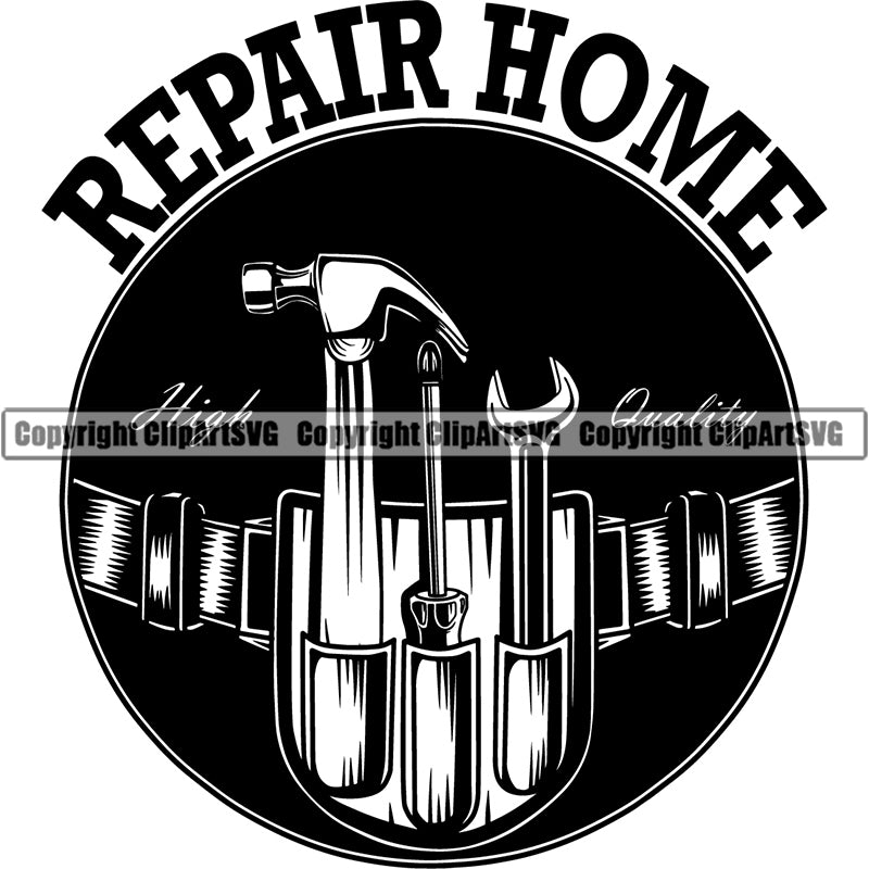 Occupation Construction Logo Tools Repair Building Repair Service ClipArt SVG
