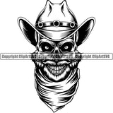 Occupation Cowboy Skull Skeleton Scary Evil Horror Halloween Death Dead Western Rodeo Old West ClipArt SVG
