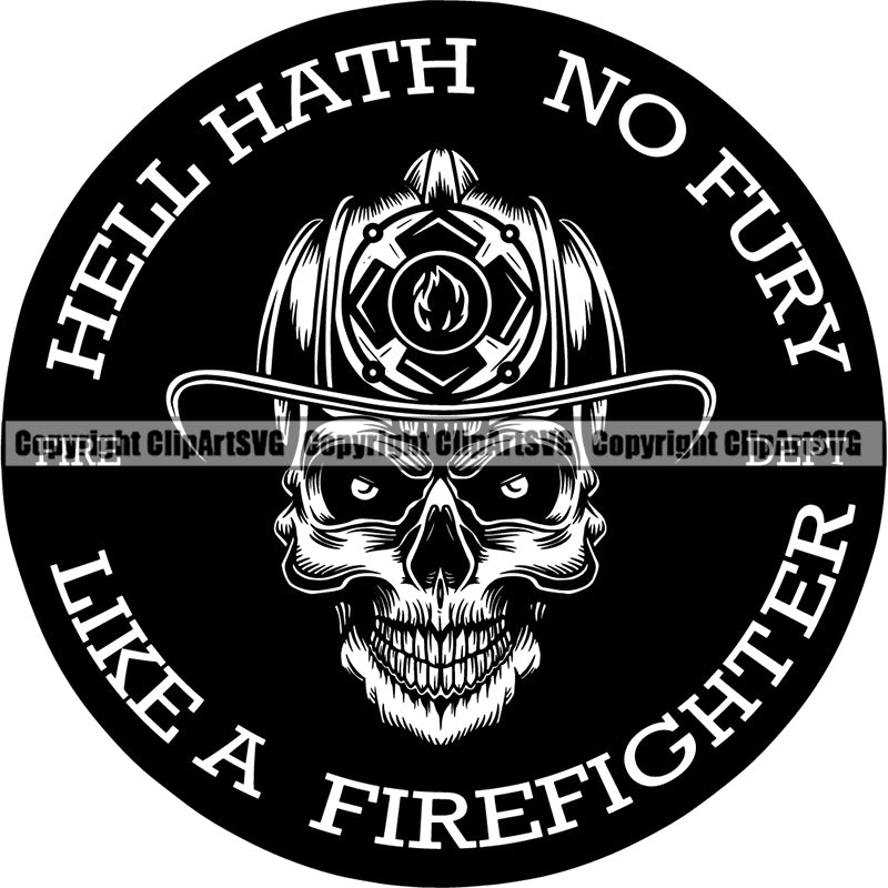 Firefighting Firefight Firefighter Fire Fight Emblem Badge Logo Skull Skeleton Scary Evil Horror Halloween Death Dead ClipArt SVG