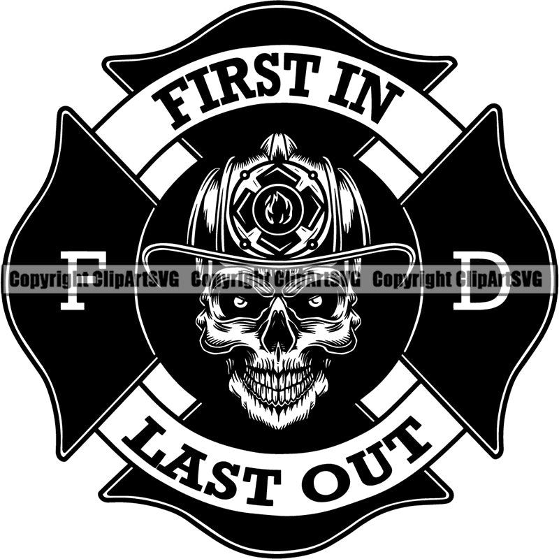 Firefighting Firefight Firefighter Fire Fight Emblem Badge Logo Skull ...