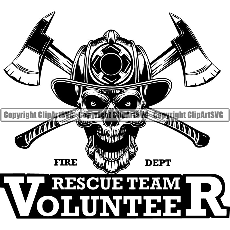Firefighting Firefight Firefighter Fire Fight Emblem Badge Logo Skull Skeleton Scary Evil Horror Halloween Death Dead ClipArt SVG