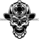 Firefighting Firefight Firefighter Fire Fight Emblem Badge Logo Skull Skeleton Scary Evil Horror Halloween Death Dead ClipArt SVG