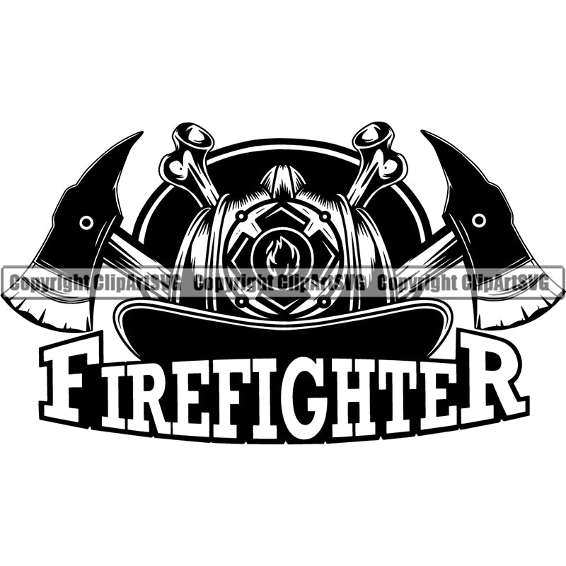 Firefighting Firefight Firefighter Fire Fight Emblem Badge Logo Skull ClipArt SVG