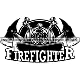 Firefighting Firefight Firefighter Fire Fight Emblem Badge Logo Skull ClipArt SVG