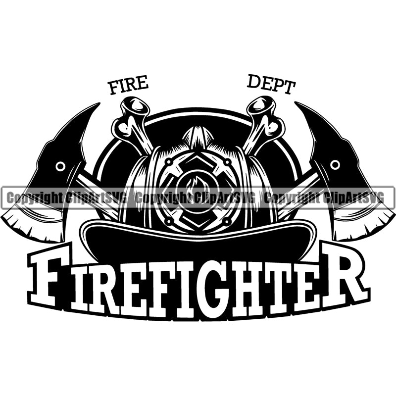 Firefighting Firefight Firefighter Fire Fight Emblem Badge Logo Skull ClipArt SVG