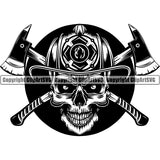 Skull Skeleton Scary Evil Horror Halloween Death Dead Firefighting Firefight Firefighter Fire Fight Emblem Badge Logo Skull ClipArt SVG