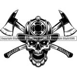 Firefighting Firefight Firefighter Fire Fight Emblem Badge Logo Skull Skeleton Scary Evil Horror Halloween Death Dead ClipArt SVG